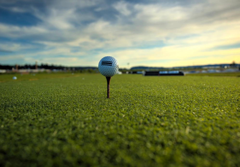 High Traffic Tee Line with Baskets of Golf Balls